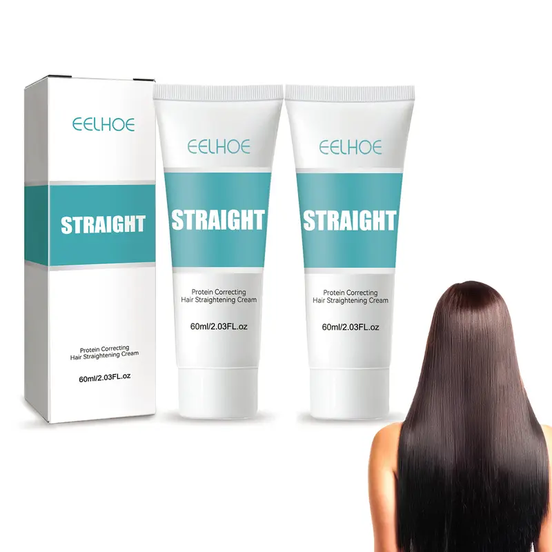 2PCS Straight Hair, Protein Correcting Hair Straightening Cream,Keratin Treatment Hair Straightening Cream, Silk & Gloss Nourishing Fast Smooth Hair Straightening Balm Gel Haircare