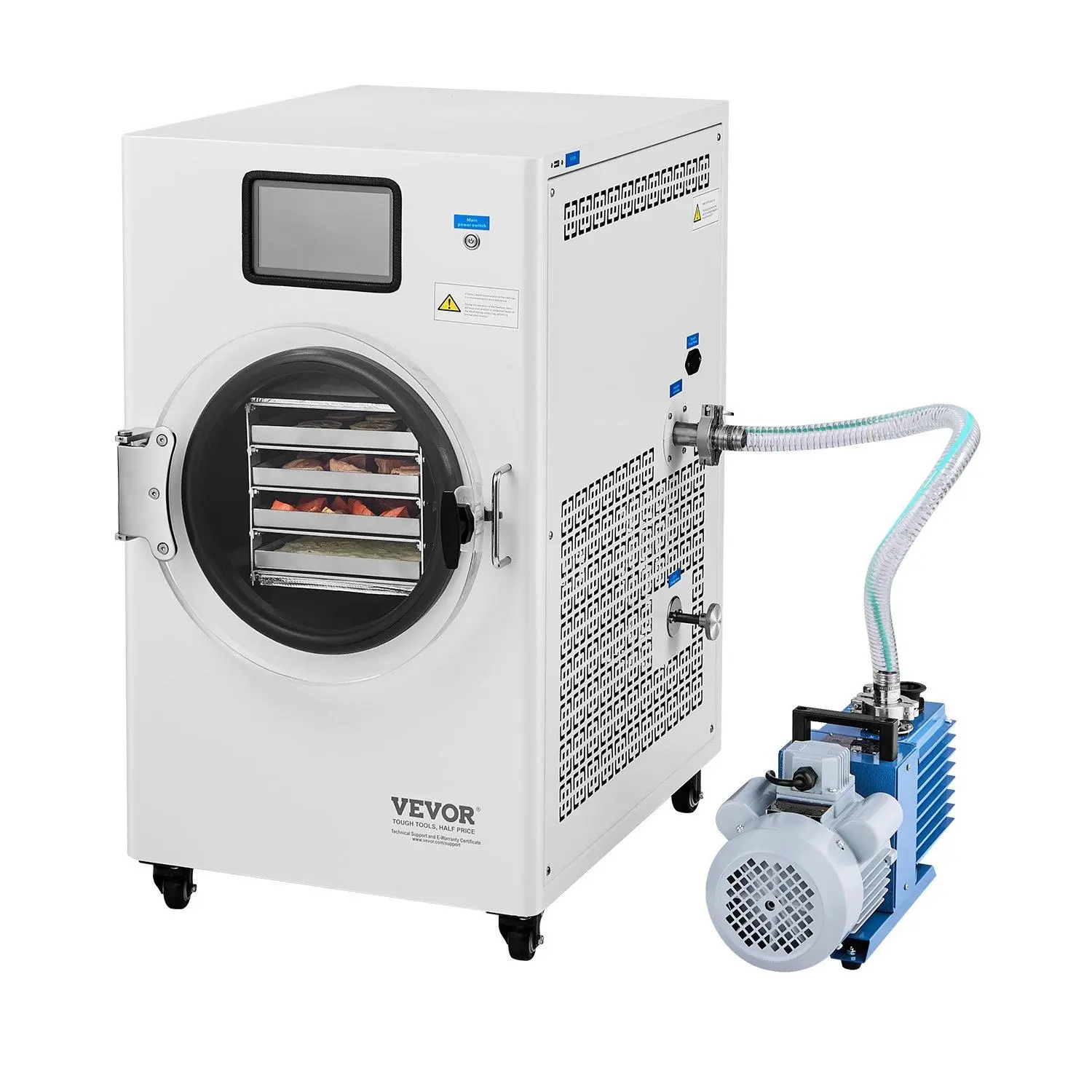 VEVOR Stainless Steel Vacuum Freeze Dryer Machine, 8.8-13.2 LBS/Batch, 4-Layer Trays, 1550W Vacuum Pump, Adjustable Timer & Temperature Control, 760x550x890 mm, 245.82 lbs, for Fruits & Vegetables, White