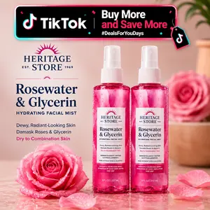 Heritage Store Rosewater & Glycerin Hydrating Mist - Dewy, Radiant Skin Refresh with Scent & Moisture Boost, Beauty Products for Daily Use
