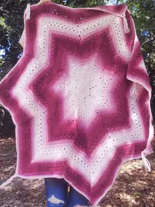 Ombre Pink Star Blanket with Tassels