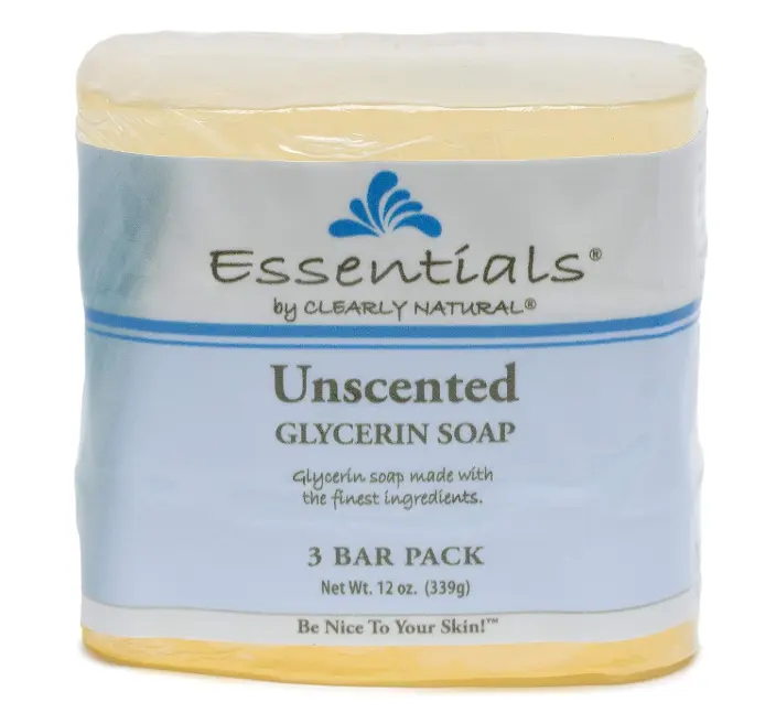 Essentials Glycerin Bar Soap, Unscented, 4 Ounce, Pack of 3 (Packaging May Vary)