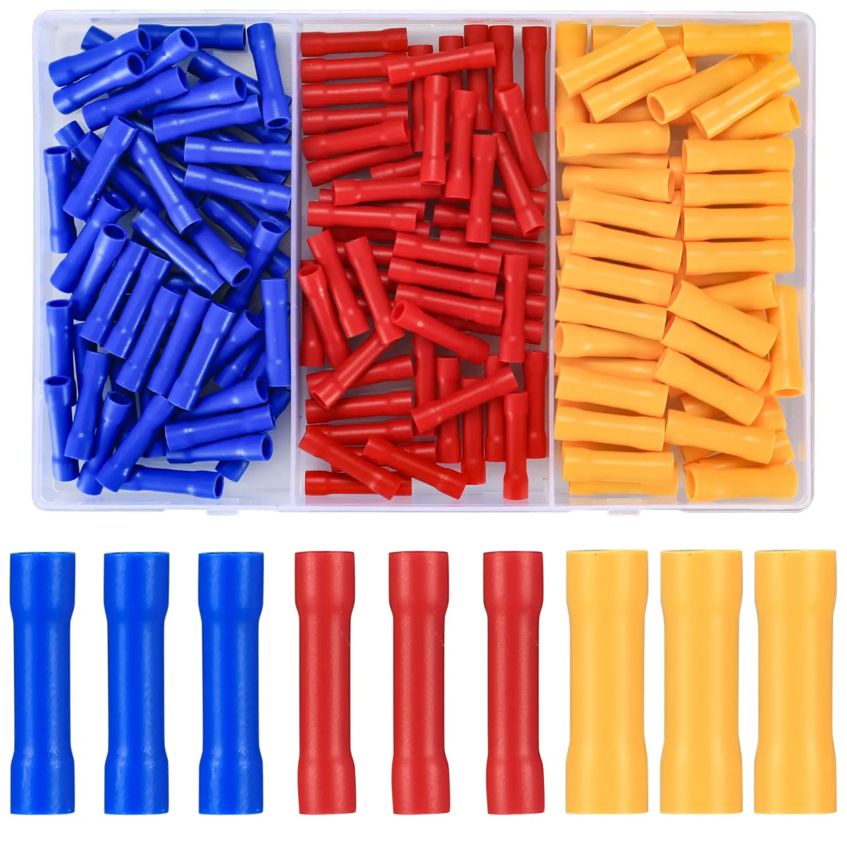 Electrical Butt Connectors Kit, Assorted Butt Splice Crimp Connectors, Electrical Low Voltage Wire Connectors Kit for Home & Office
