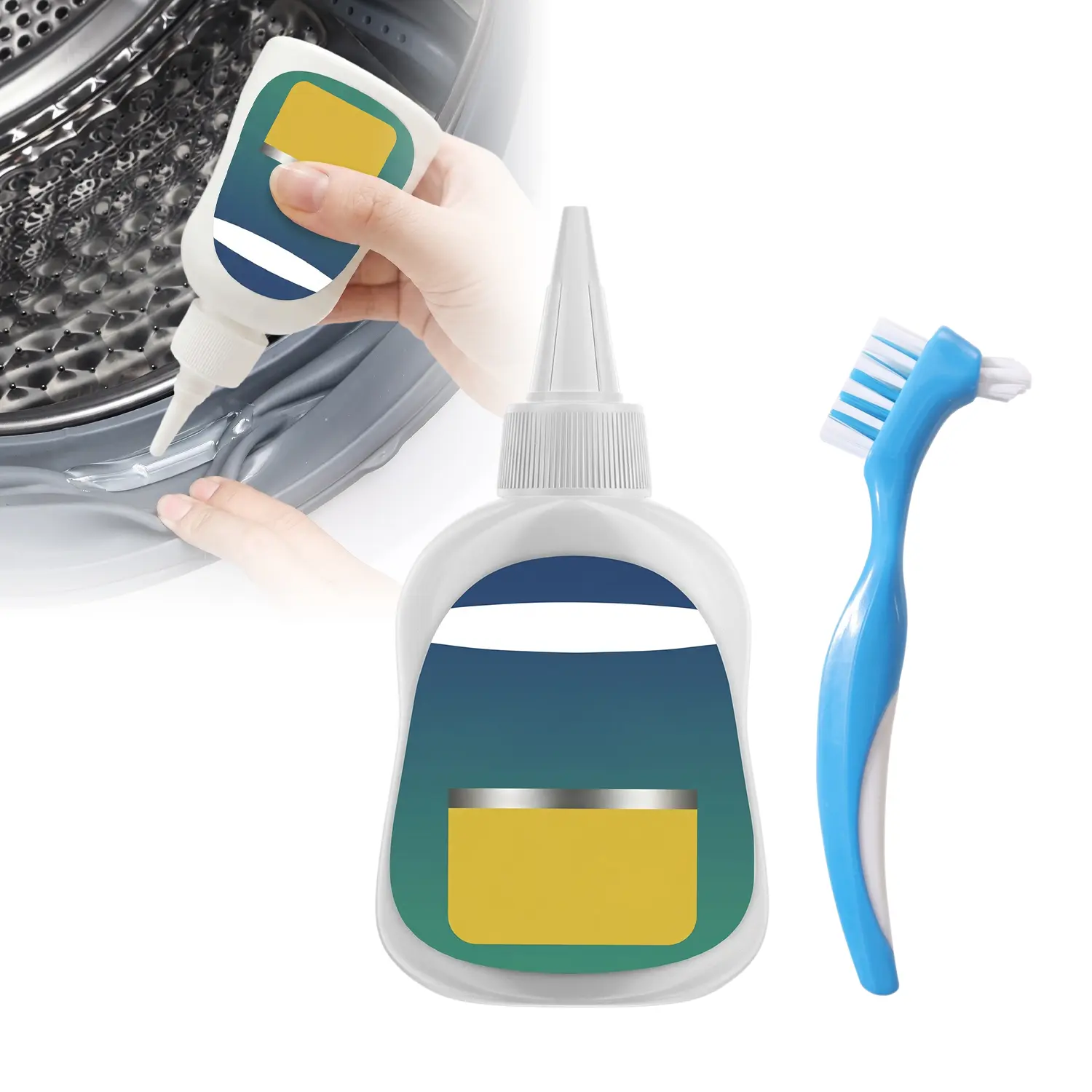 Household Cleaning Gel with Scrub Brush, 100ml Precision Nozzle Cleaner for Kitchen & Bathroom Seams, Grout and Corners