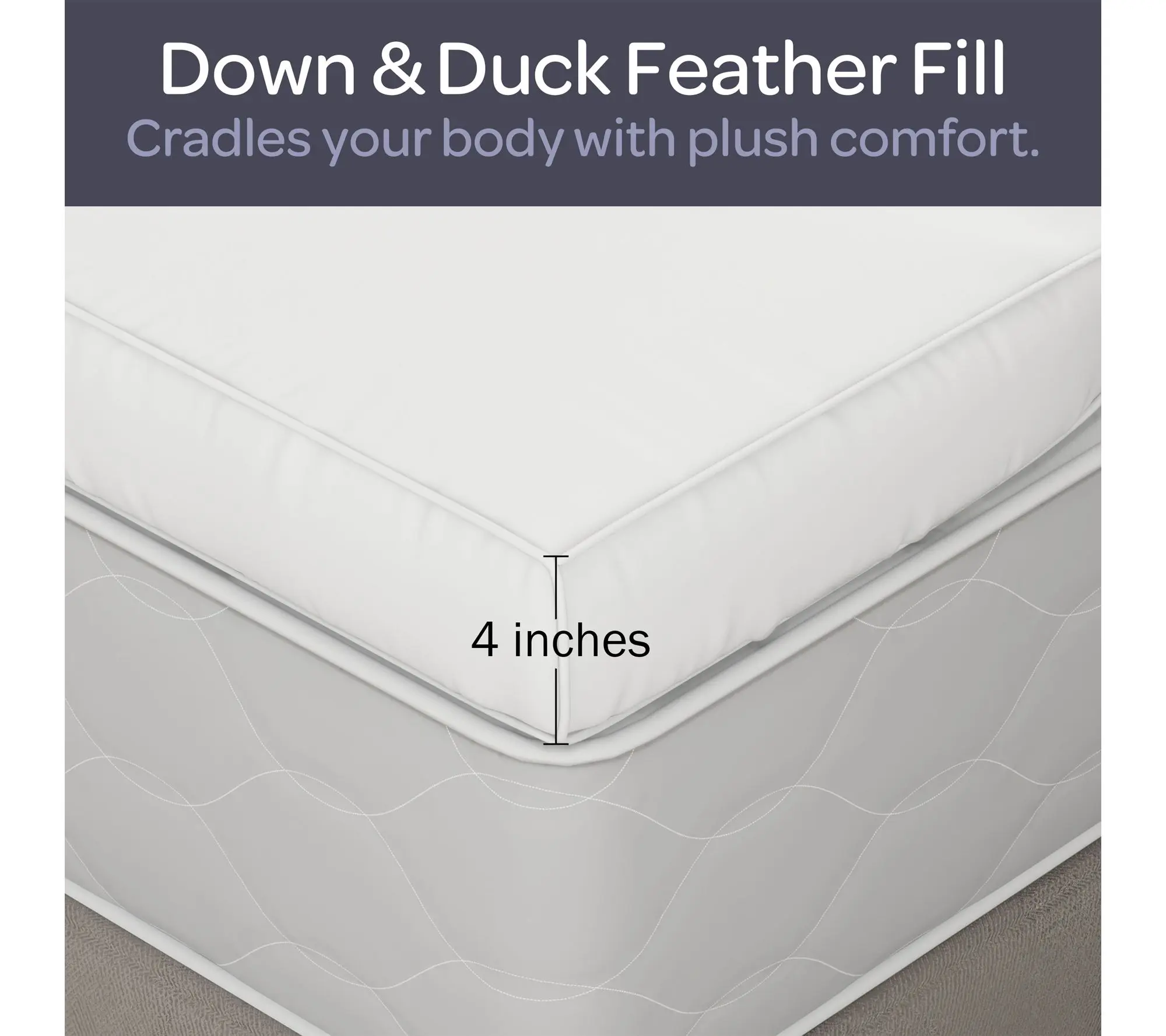 Lavish Home Down Topper King 4" 100% Duck Feather Gusset Bed
