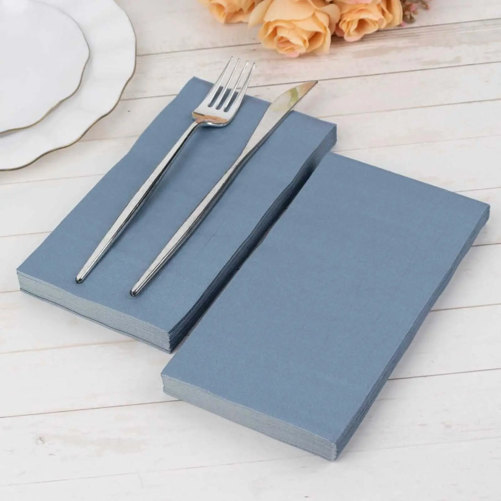 50-Pack Disposable 2-Ply Thick Soft Dusty Blue Paper Napkins, Kitchen Tableware for Dinner Parties, Family Reunions, Office Gatherings, Wedding Events