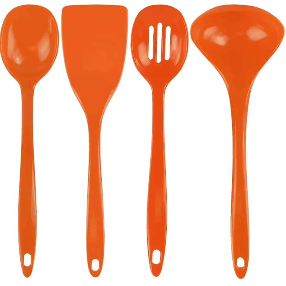 Reston Lloyd 212 MAIN 4pc Plastic Kitchen Utensil Set - 11.5" Long Orange Slotted Spoon, Soup Ladle, Turner, Essential Home Cooking Kitchenware