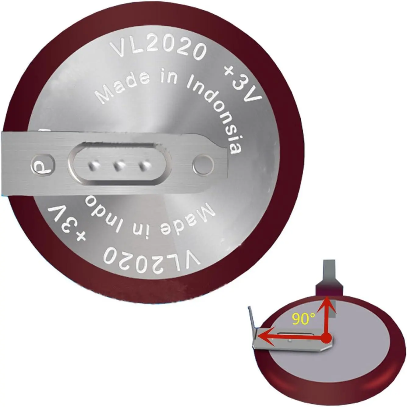 VL2020 Rechargeable Lithium-Ion Replacement Battery with 90-Degree Leg, 90° Angle for BMW 3,328,330,E46,E60,E92,X5 Keyless Entry Remote Control Smart Car Key Fob Shell & Protector