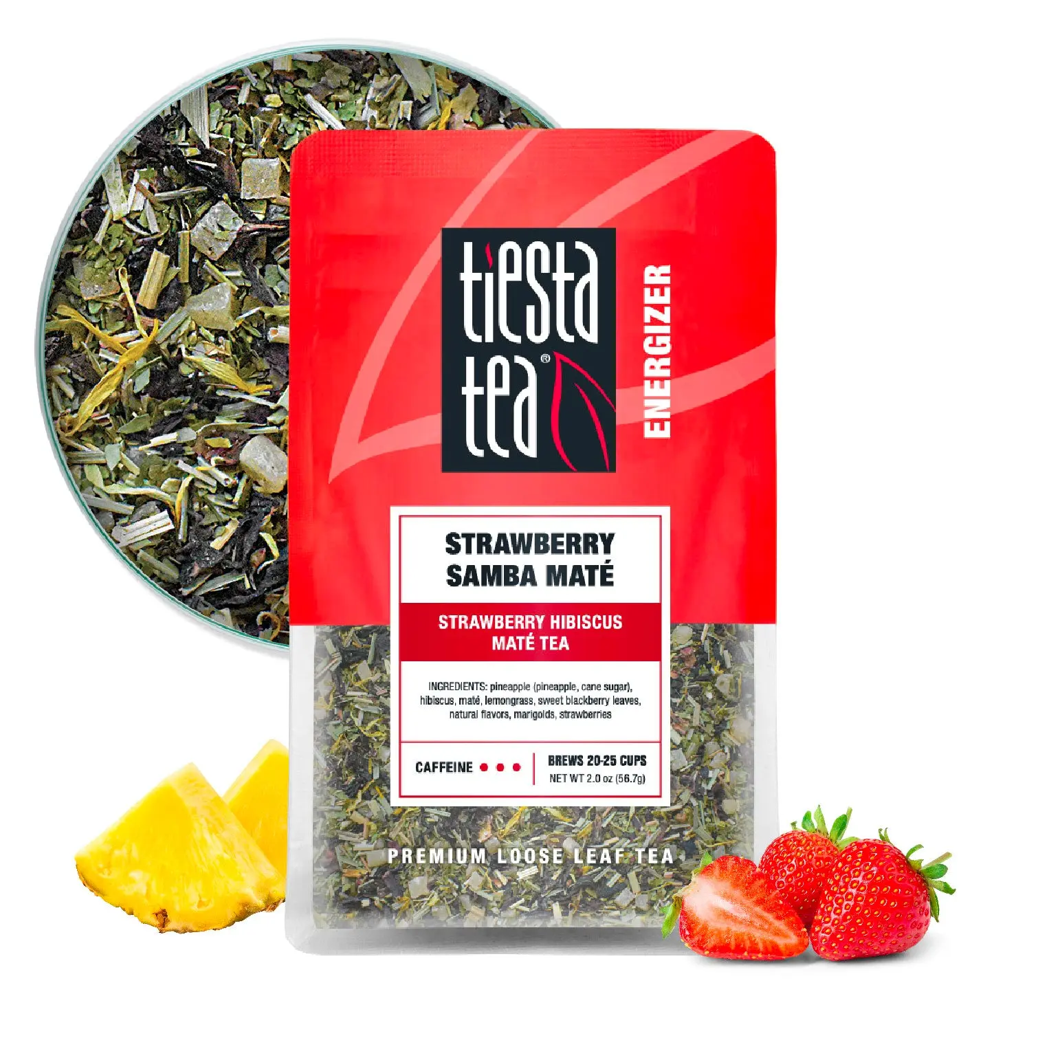 Strawberry Yerba Mate Tea, Energizing Fruity Loose Leaf Blend | Tiesta Tea