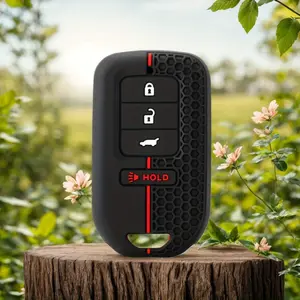 [Silicone Key Cover for Honda] Silicone Fob Key Case Holder Cover for Honda: 3 Button Remote Control Car Key Cover Shell - Fits CR-V, HRV, Pilot, Accord, CR-Z, EX, EXL