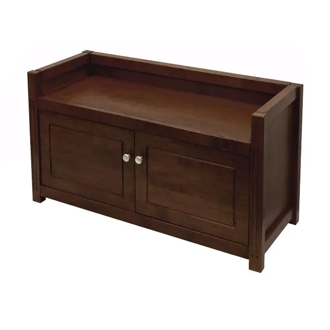 Winsome Furniture 94040 Traditional Antique Walnut Beechwood Storage Bench - Indoor Entry Way Stool & Bench