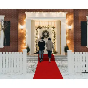 Red Carpet Runner 2.6X15 ft 130 GSM Felt Non-Woven Hollywood Style for Wedding Ceremony Prom Movie Theme Party Event Aisle Decor