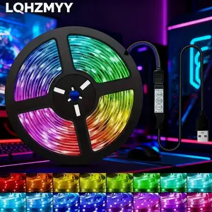 Smart RGB LED Strip Light, Music Sync USB Powered, Adjustable Brightness & Flash Modes, Ideal for Bedroom Living Room Party Wedding Christmas Halloween Easter Spring Festival Decoration, Dimmable Led Lights