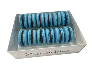 Macaron Bites Blueberry Gift Box - 12 Count of Blue French Macarons with Creamy Exotic Fillings for Special Occasions