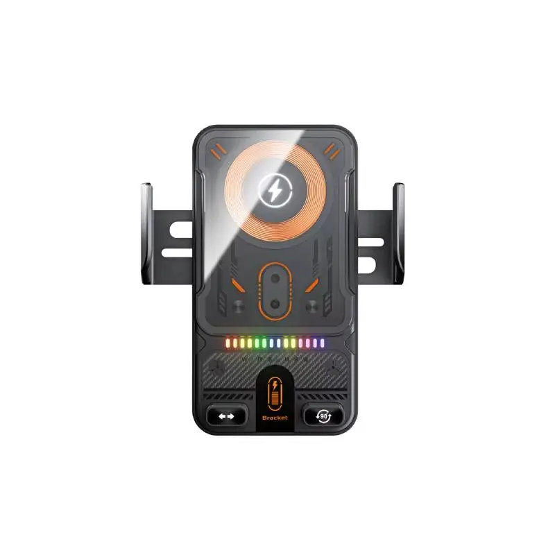 2025 new cool car wireless fast charging holder, intelligent sensor opening and closing, universal mobile phone navigation holder, 90-degree rotation, horizontal and vertical screen use, built-in ambient light, intelligent high-end navigation holder