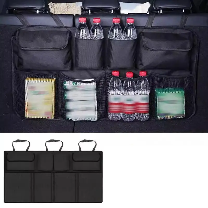1PC car trunk storage hanging bag, car storage mesh bag, trunk cloth car storage bag, multi-functional car rear seat back hanging bag, multi-functional foldable rear storage bag, Car Interior Accessory