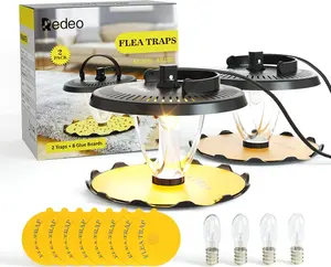 Thanos&Redeo（AR15S） Flea Trap 2 Pack Bed Bug Traps with 4 Light Bulbs and 8 Sticky Glue Boards, Odorless Non-Toxic for Fleas Mites Bugs Cockroaches Mosquitoes Flying Insect Traps for Inside Your Home Safe for Kids & Pets Cleaning