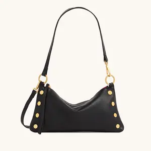 Kyle | Black/Brushed Gold Red Zip Crossbody