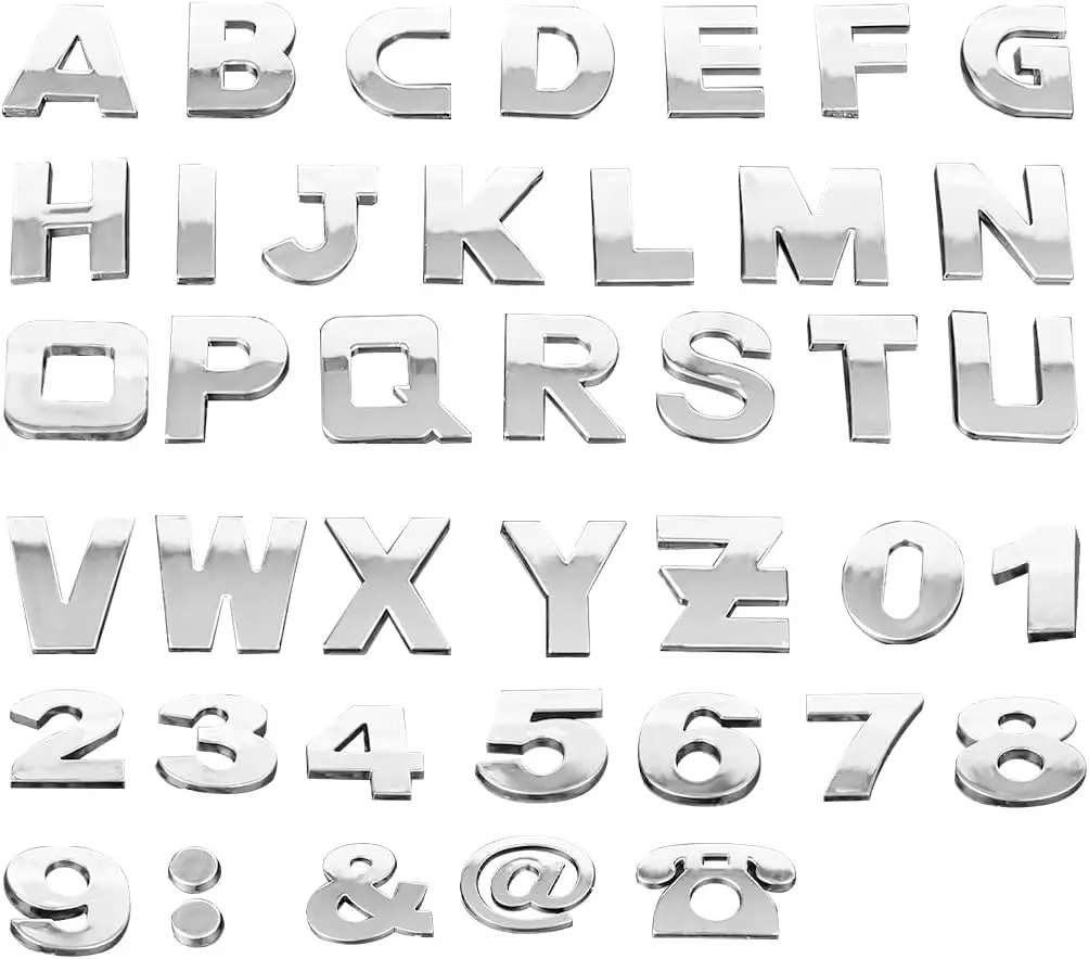 Car Letters Emblem, PCS D Number Symbol Vehicle Badge Decal, Weatherproof Adhesive Logo Automotive Side Rear Trunk Outdoor Wall Sticker Decor Accessories, Universal Fit