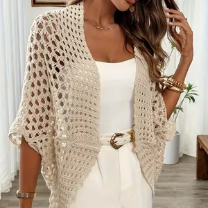Women's Open-Knit Crochet Cardigan Cover-Up