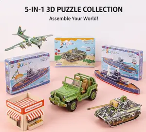 A total of 5 styles of boys' creative 3D three-dimensional puzzle cartoon DIY handmade children's 3-6 years old early education educational toys to give children gifts, Christmas gifts