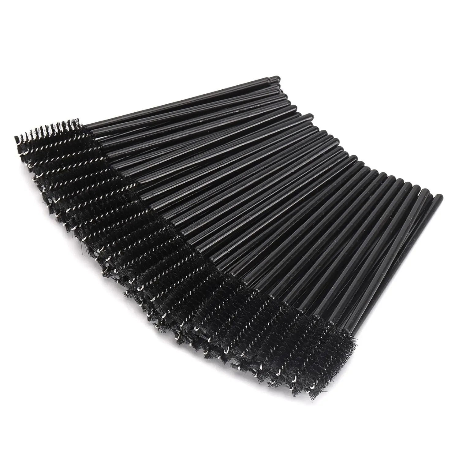 50 Pcs Disposable Mascara Wands, Eyebrow Spoolies Brush for Eyelash Extensions, Eye Lash and Makeup Brush - Black