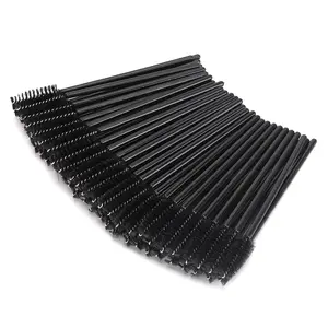 50 Pcs Disposable Mascara Wands, Eyebrow Spoolies Brush for Eyelash Extensions, Eye Lash and Makeup Brush - Black