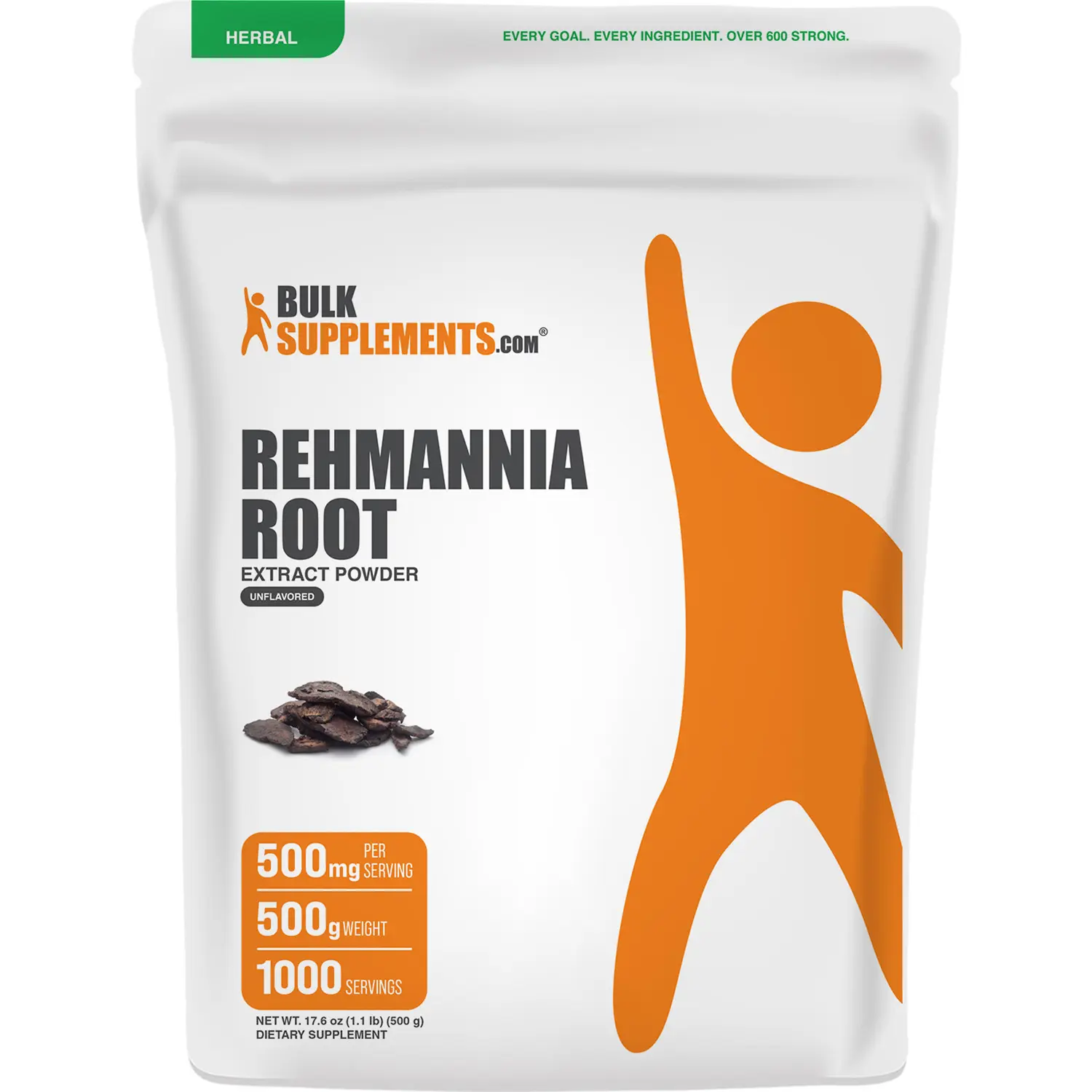 BulkSupplements Rehmannia Root Extract Powder - Gluten Free, Dairy Free, Unflavored Adult Health Dietary Supplement - Immune Support, Anti-Inflammatory Benefits, Liver Health - 500mg per Serving - 100g-1kg Sizes, 1/4 Tsp With Water, Bag
