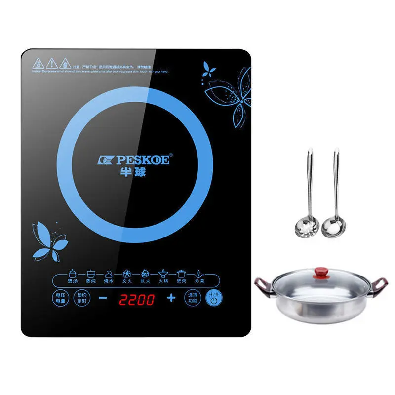 2200W High-Power Home Induction Cooker - 35x28cm Glass Surface, Smooth Touch Panel, Programmable Timer, Sturdy, Modern, Multi-Cooking, Temperature Control, Lightweight, Eco-Friendly Energy-Saving Device for Home Kitchens, Dormitory Wok & Hot Pot Stove, 20