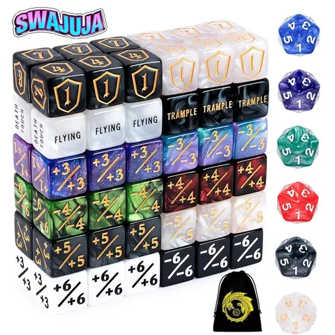78-Piece MTG Dice Set, Including Life Counter Dice, Keyword Dice, Shields Dice, and 12-Color Spiral Dice, Polyhedral Dice, Bulk Dice Set, Suitable as Accessories for MTG Card Games