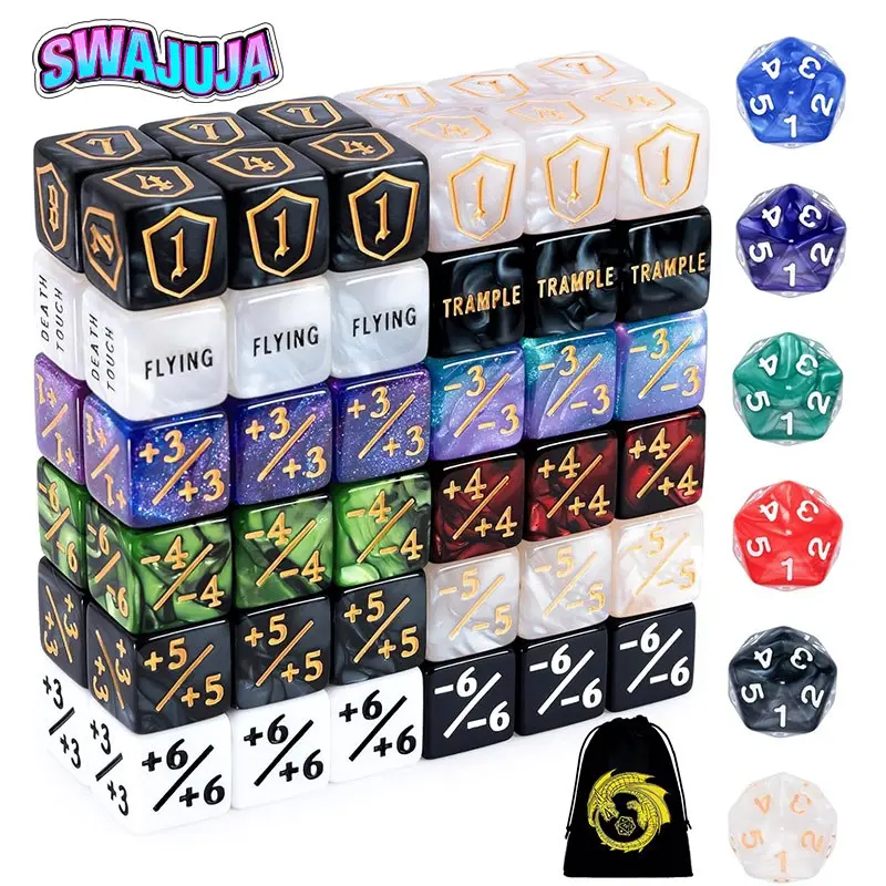 78-piece MTG dice set, including 1 life counter, keyword dice, shields, and 12-color spiral dice, Polyhedral dice, Bulk Dice, suitable as accessories for MTG card games