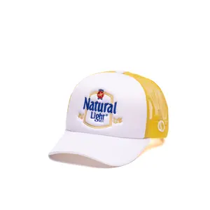 Natural Light Gold Trucker Hat - Brand Logo, Casual Style, Comfortable Fashion Accessory, Brand Logo Hats, Casual Style Hats