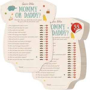 55PCS Baby Shower Games, Guess Who Mommy or Daddy Game Cards Fun Baby Shower Party Supplies-Gender Neutral for Girls or Boys