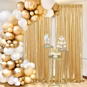 Gold Sequin Backdrop Curtains - 2 Panels 2x8FT Glitter Gold Decor Banners, Business & Party Wedding Photography Background for Home Supplies