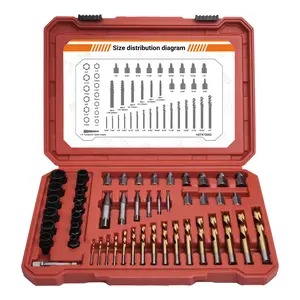 49PCS Screw & Bolt Extractor Set with Left Hand Drill BitSet, Multi-Spline Easy Out Broken Bolt Remover Tools forDamaged Stripped Rounded-Off Bolts, Socket Screws, Nut,Studs and Fittings