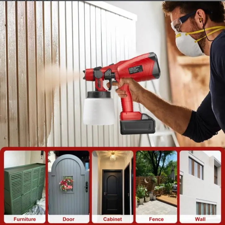 Cordless Paint Sprayer for Milwaukee 18V Battery(No Battery), Handheld Electric Spray Gun with 3 Patterns, Brushless Motor and Copper Nozzles, for House Painting Furniture Cabinets Fence Wall