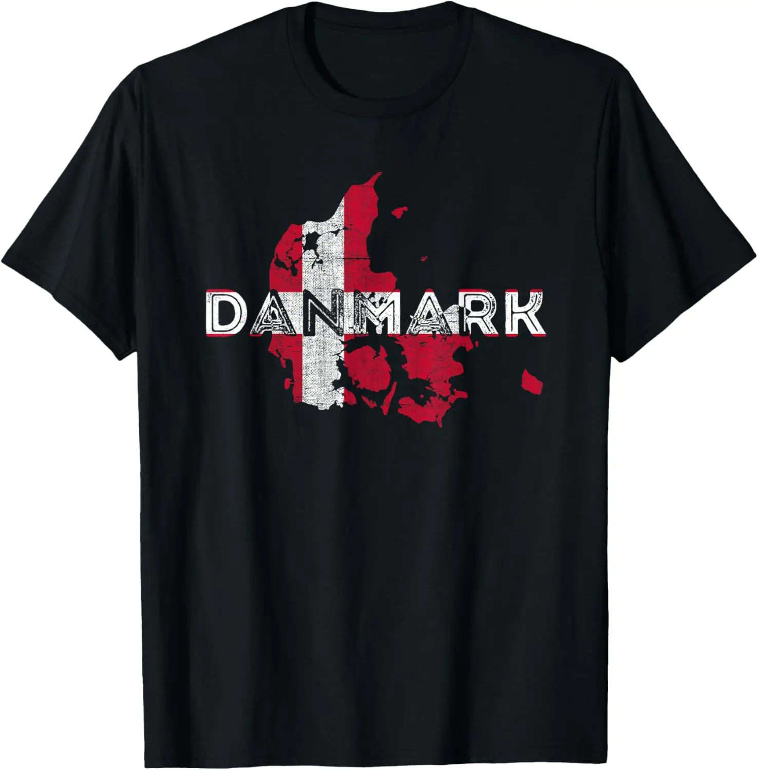 Danish Map and Flag Souvenir - Distressed Denmark T-Shirt Pure Cotton Graphic Tees Menswear Top: Gifts for Men & Women