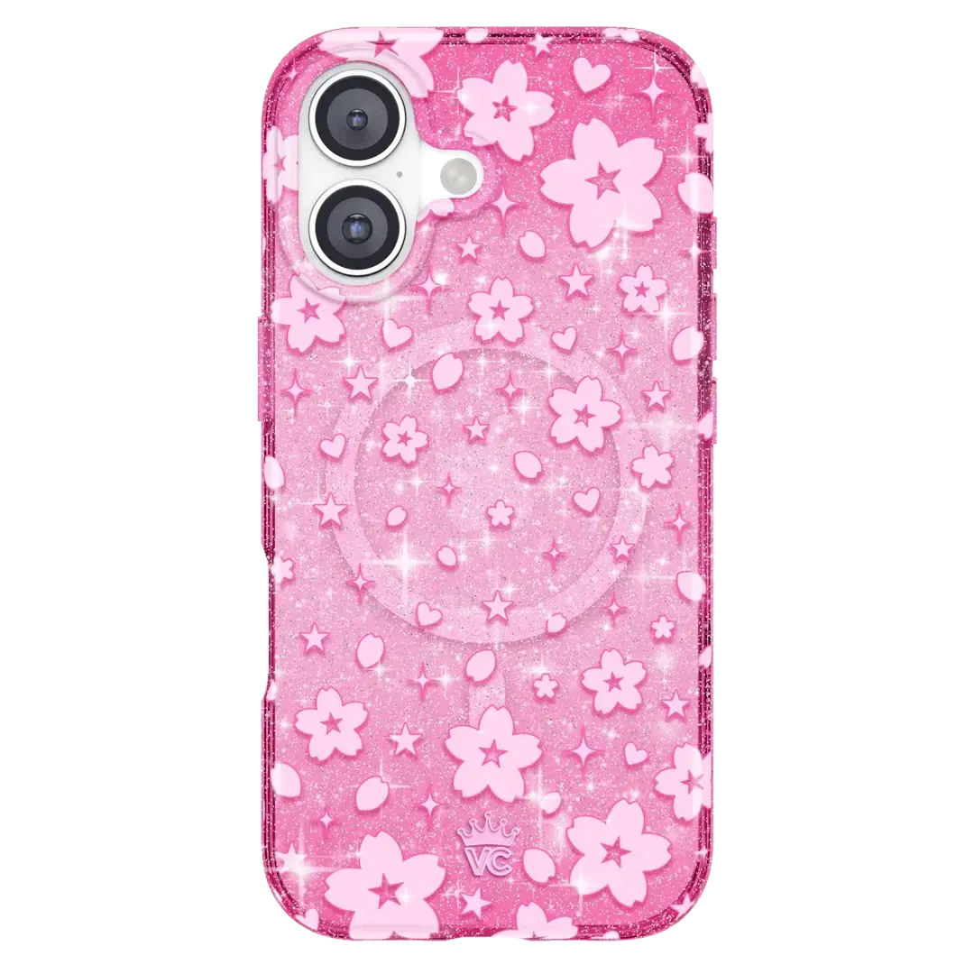 Velvet Caviar Sakura Glitter iPhone Casing - Elegant MagSafe-Compatible Cellphone Accessory with Shockproof Protection for Smart Devices
