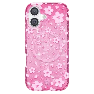Velvet Caviar Cherry Blossom Glitter iPhone Case - Elegant MagSafe-Compatible Phone Cases with Shockproof Protection
