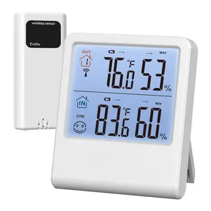 Indoor Outdoor Thermometer Hygrometer,  Digital Temperature & Humidity  with Outdoor Sensor, 328ft Range, Backlight LCD Display for , Room, Patio,  Included