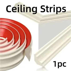 3.5cm x 2m Self-Adhesive Foam Wall Trim Strip, Corner Molding, Peel and Stick Ceiling Edges Line Baseboard for Living Room Home Decor
