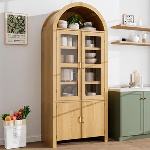 71" Tall Arched Kitchen Pantry Modern Farmhouse Wood Storage Cabinets Versatile Cupboard for Dining Room & Kitchen Wood bedroom closet nursery duck.
