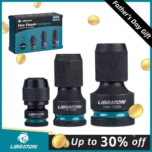 【Fathersdaygift】LIBRATON Impact to 1/4 Hex Converter, 1/2 3/8 1/4-INCH Drive Female to 1/4-Inch Hex Adapter, Impact Wrench Adapters for Ratchet Wrench Drivers, Impact Bit Holders, Quick-Change Chuck, Cr-Mo Steel outdoorfun Durability Drill