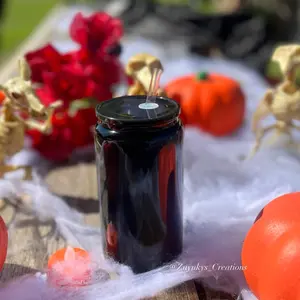 16oz Black Glass Can with Acrylic lid