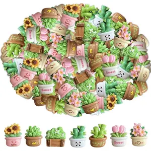 40 Pcs Succulent Plants Resin Slime Charms,Resin Flat Back 3D Potted Plants Slime Charms Bulk for Crafts,Easter Embellishments for DIY Scrapbooking Nail Phone Jewelry Making Decorations (colorful)