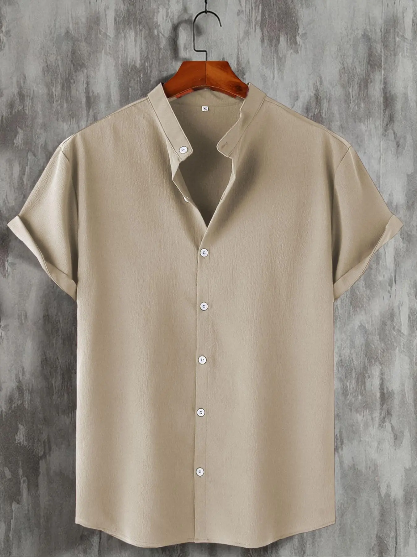 Men's Plain Short Sleeve Button Down Front Casual Outings Shirt, Regular Fit Casual Comfy Top for Summer, Men's Clothes for Daily Wear