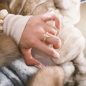 Elegant 18K Plated Cinderella Rin, Adjustable, Tear Design Copper Timeless Fairy Tale Charm for Sophisticated Occasions