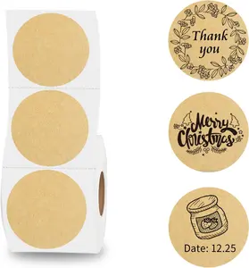 Thermal Labels,2 Inch  Paper Color Round Thermal Printer Stickers,Self-Adhesive Round Direct Thermal Labels,Thermal Stickers for DIY Logo Design,Name Tag (500/Roll