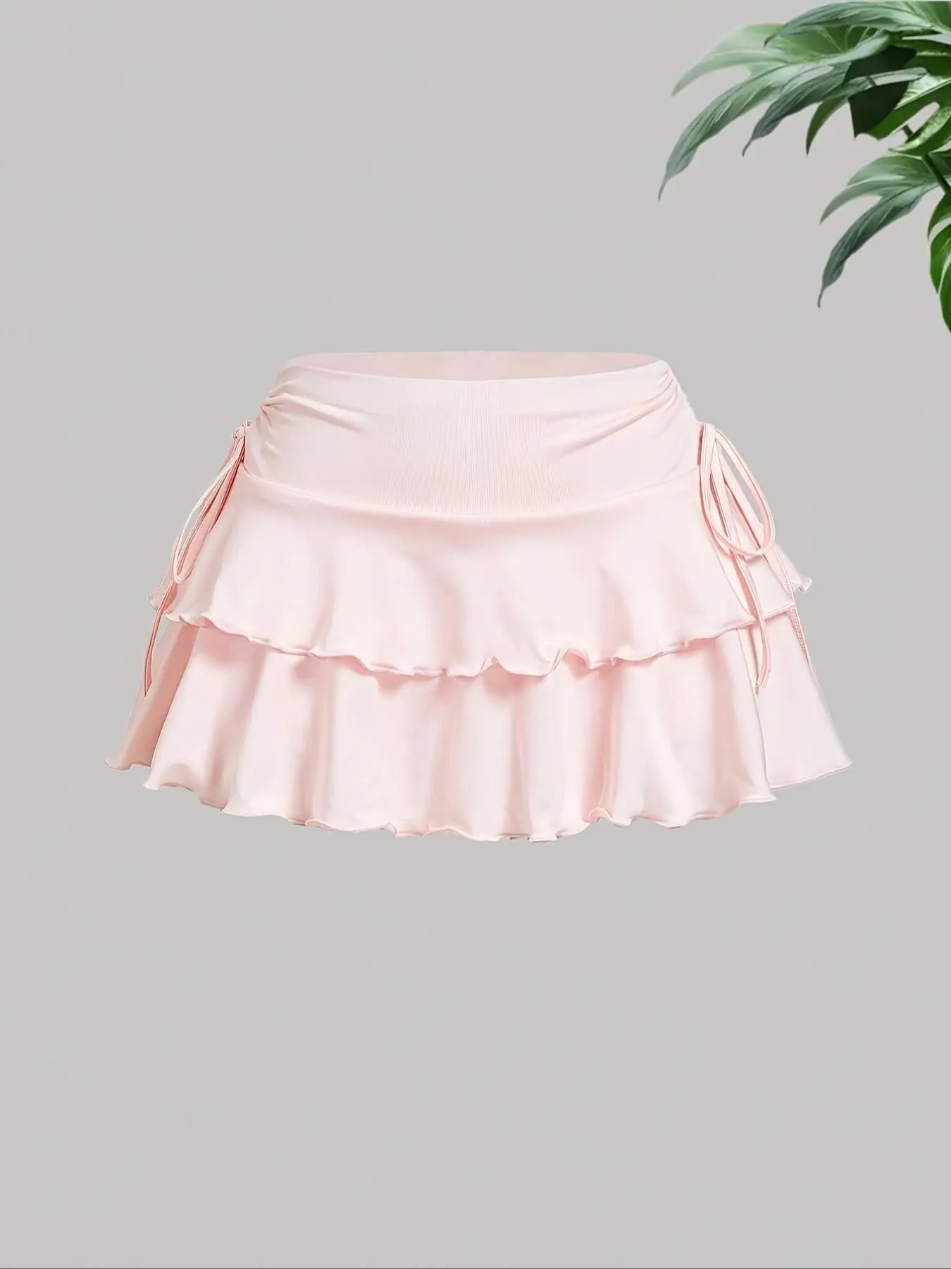 Women's Solid Layered Hem Skirt, Casual Fashion Short Skirt for Daily Outdoor Wear, Ladies Bottoms for Summer