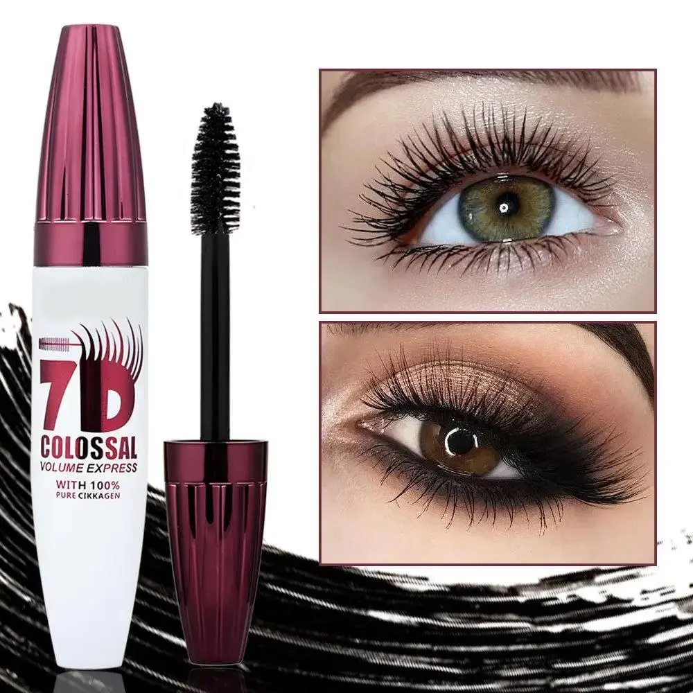 7D Waterproof Voluminous Mascara, Long-Lasting Natural Curling Lengthening Lashes for Professional Eye Makeup, Enhancing Volumizing Mascara for Women and Girls, Recommended Mascara, Beachproof Mascara
