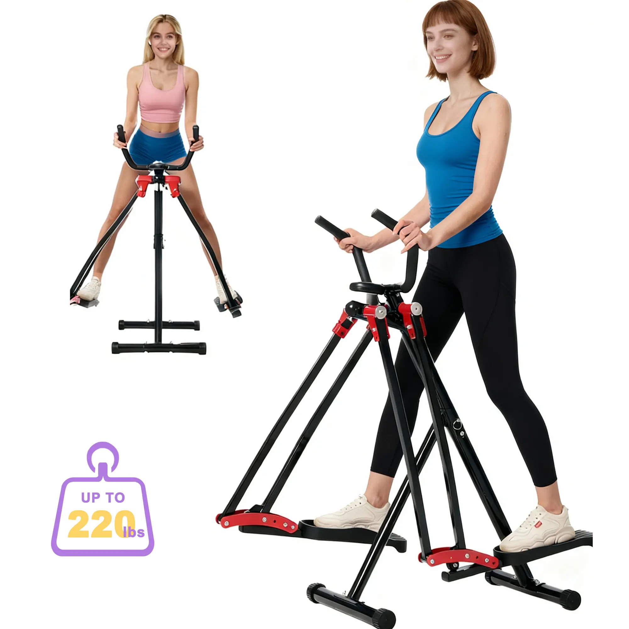 SAYGOGO Air Walk Elliptical Machine - Foldable Home Gym Equipment, Low-Impact Walking Training Tool with LCD Display, Full-Body Workout Cardio Cross Trainer Glider